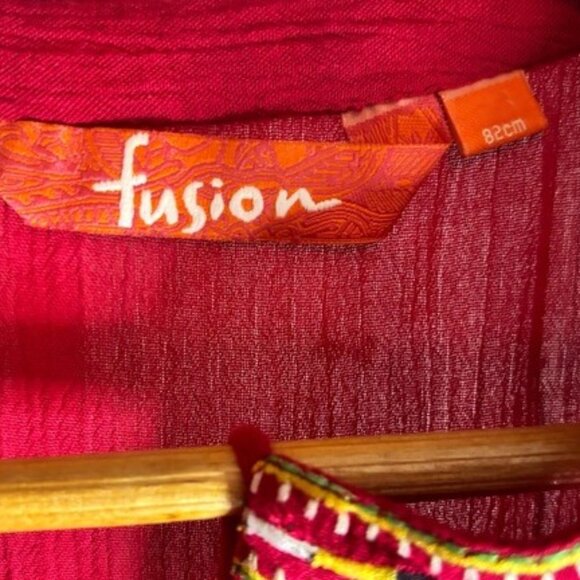 Fusion Threads Collective Red Embroidered Hand Beaded Shrug / Kurta Mirror Work - Picture 15 of 16